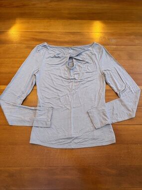GAP Light Gray Long Sleeve Tee with Front Keyhole